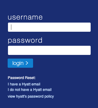 HyattConnect Login page