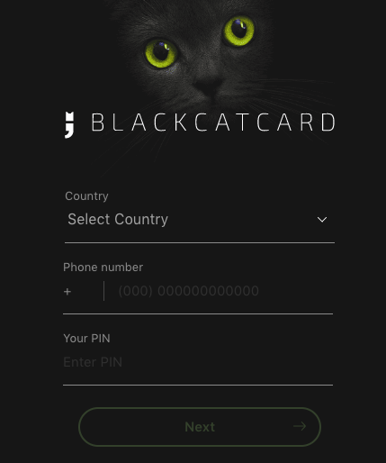 Black Card mastercard login page