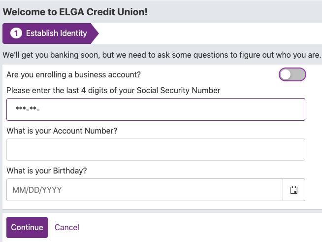 Elga Credit Union Account 
