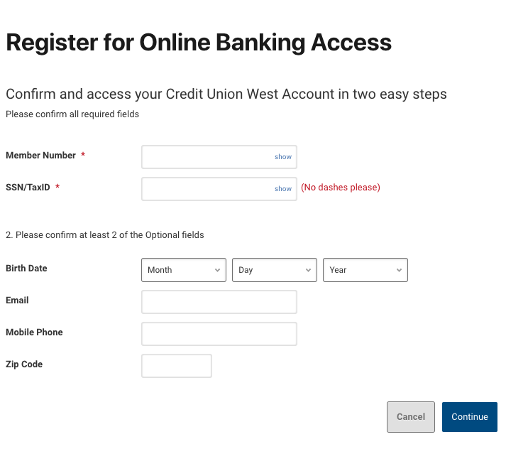 Credit Union West account