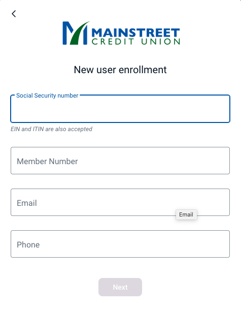 Mainstreet Credit Union enroll